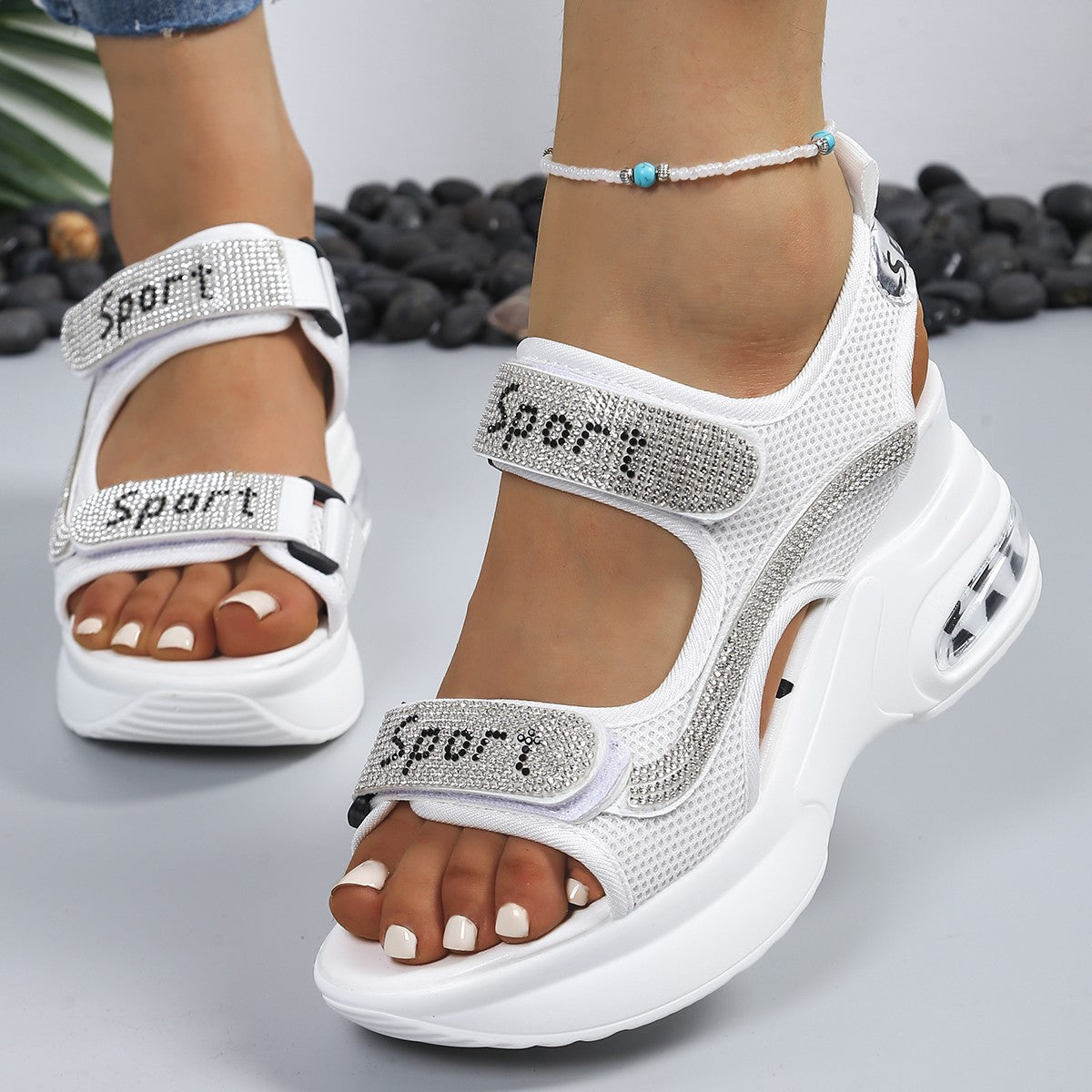 Women's Elegant Crystal-Embellished Orthopedic Platform Sandals | Chic Comfort Footwear 3
