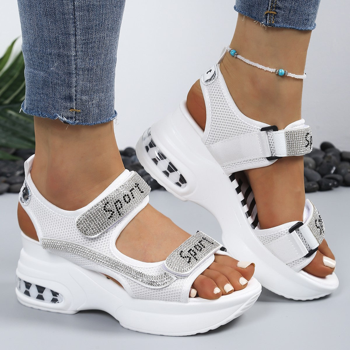 Women's Elegant Crystal-Embellished Orthopedic Platform Sandals | Chic Comfort Footwear 4