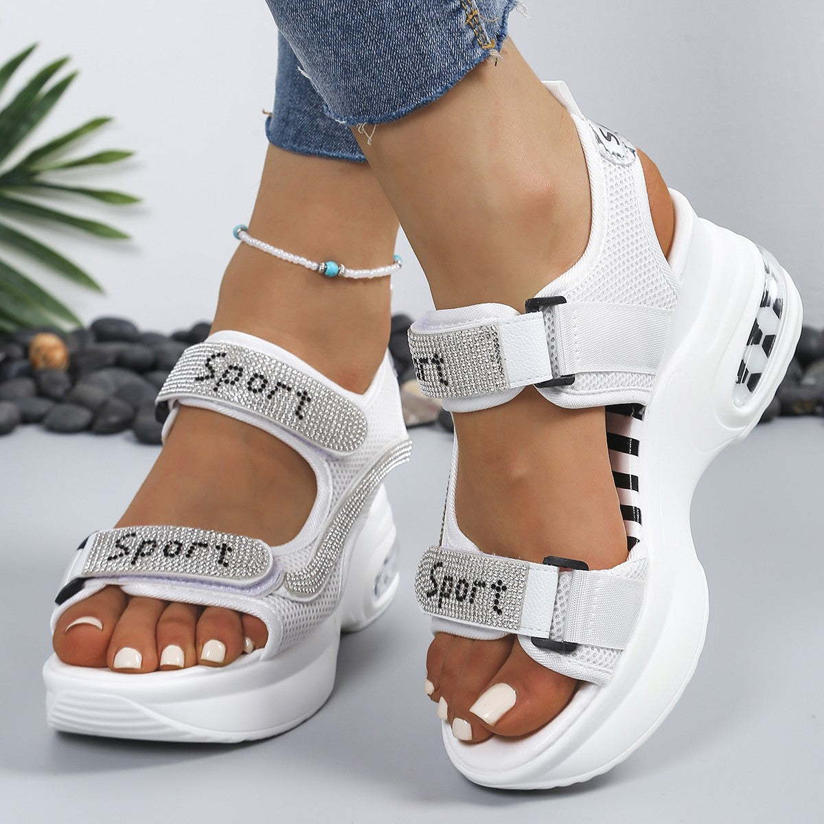 Women's Elegant Crystal-Embellished Orthopedic Platform Sandals | Chic Comfort Footwear 5