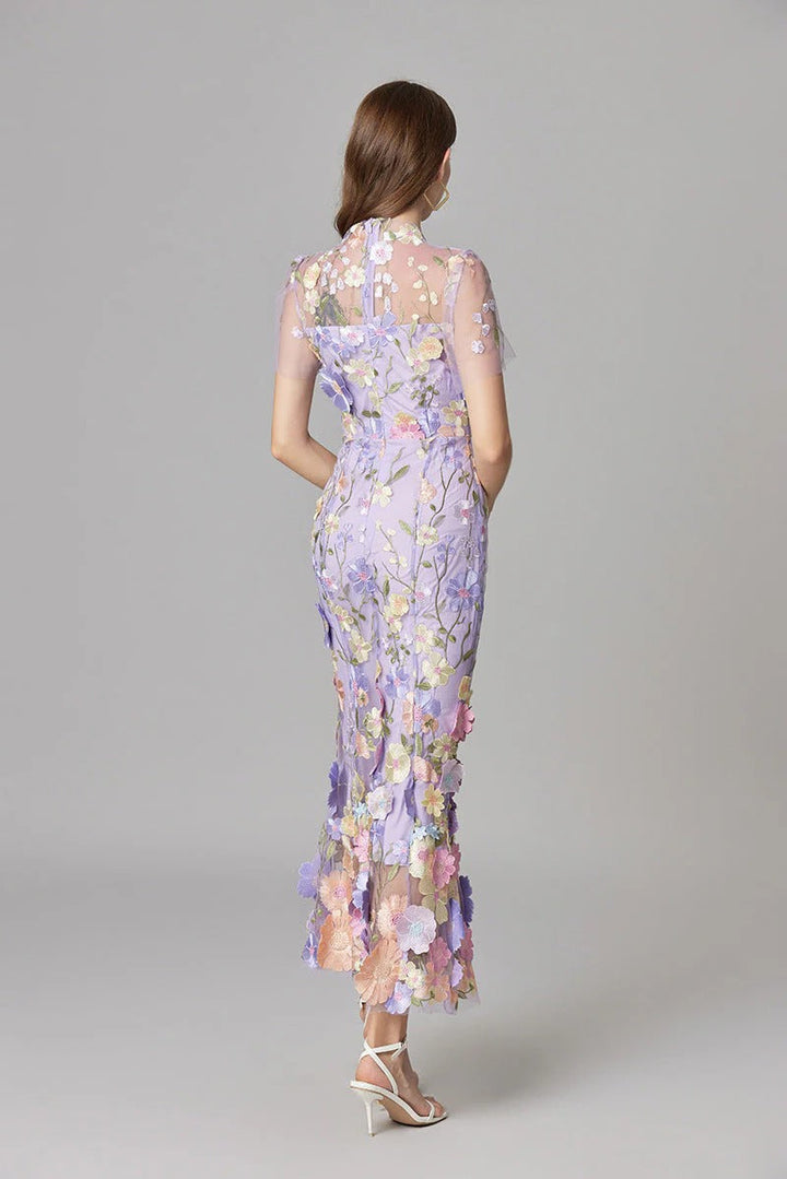 Women's Elegant Embroidered Mesh Maxi Dress | Flattering Figure-Skimming Gown for Special Occasions 7