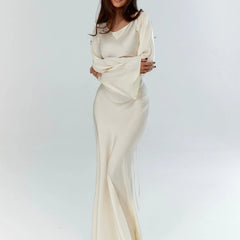 Women's Elegant Flowing Maxi Dress | Timeless Long Sleeve Formal Gown 0