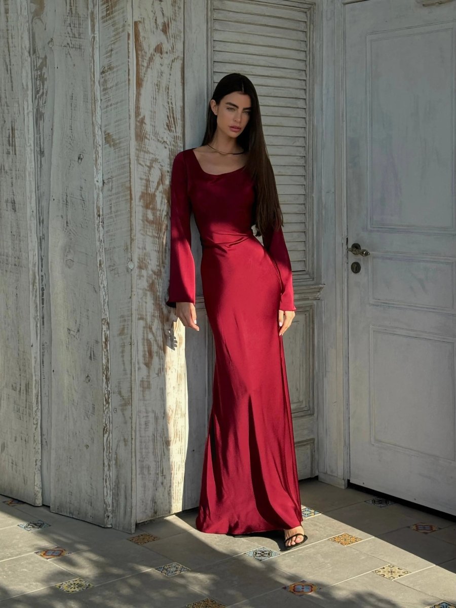Women's Elegant Flowing Maxi Dress | Timeless Long Sleeve Formal Gown 2