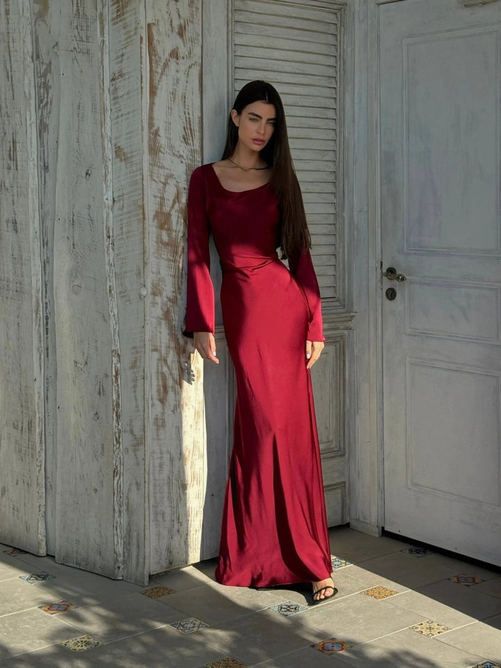 Women's Elegant Flowing Maxi Dress | Timeless Long Sleeve Formal Gown 2