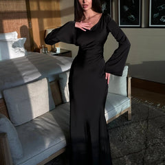 Women's Elegant Flowing Maxi Dress | Timeless Long Sleeve Formal Gown 5