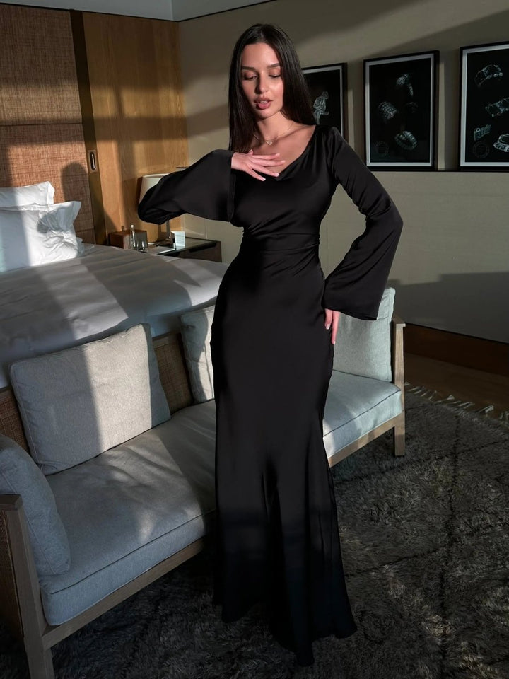 Women's Elegant Flowing Maxi Dress | Timeless Long Sleeve Formal Gown 5