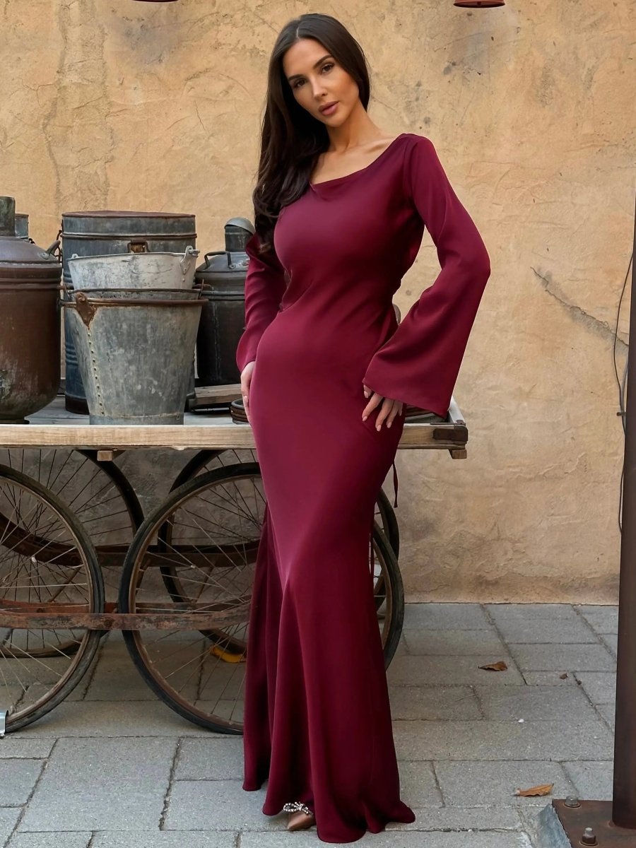 Women's Elegant Flowing Maxi Dress | Timeless Long Sleeve Formal Gown 9