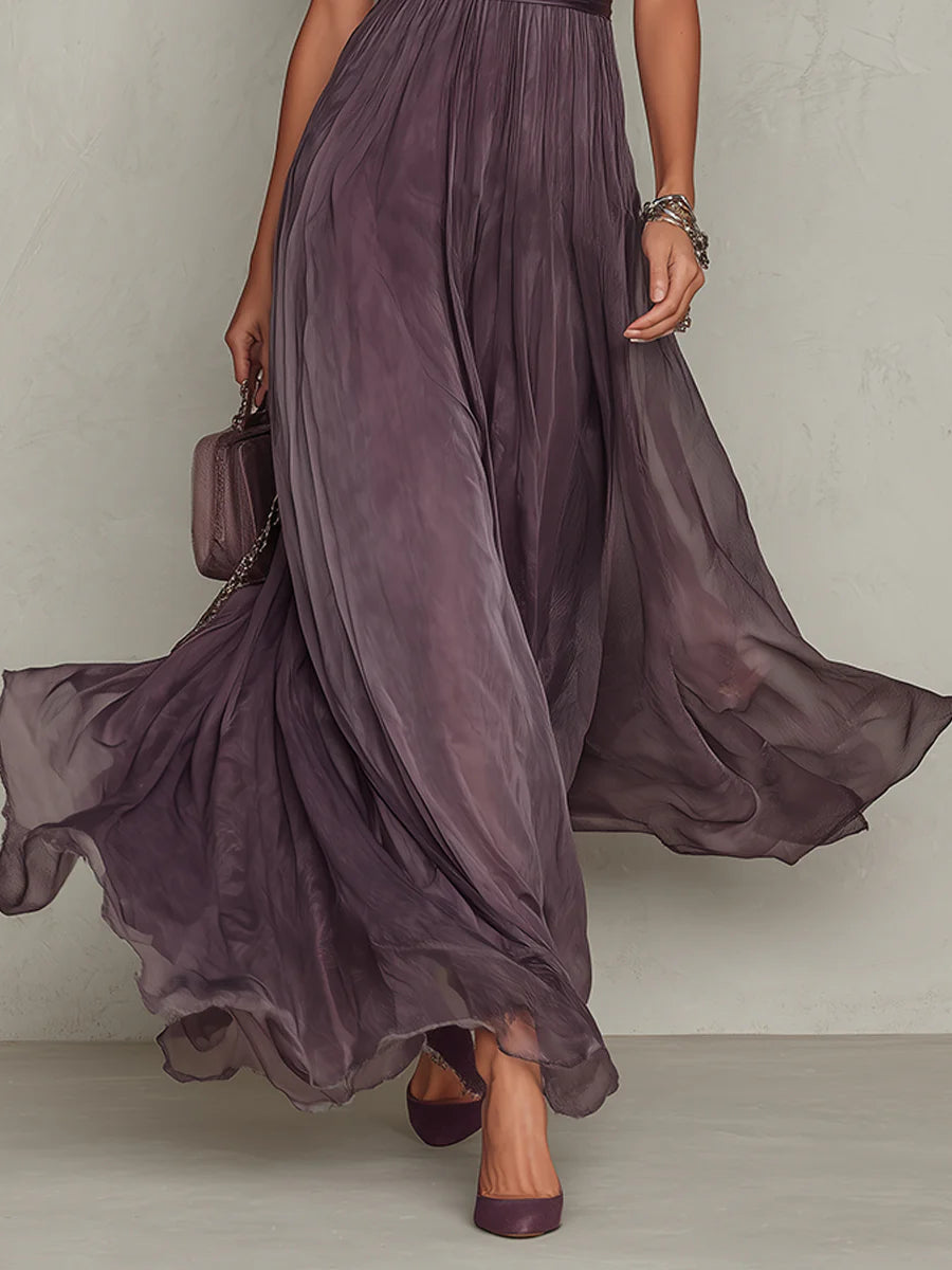 Women's Elegant Lace Trim Maxi Dress | Flattering Gathered Waist Formal Gown 4