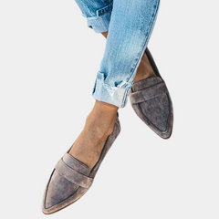 Women's Elegant Leather Loafers | Chic Pointed Toe Slip-On Flats 0