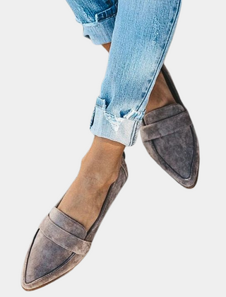 Women's Elegant Leather Loafers | Chic Pointed Toe Slip-On Flats 0