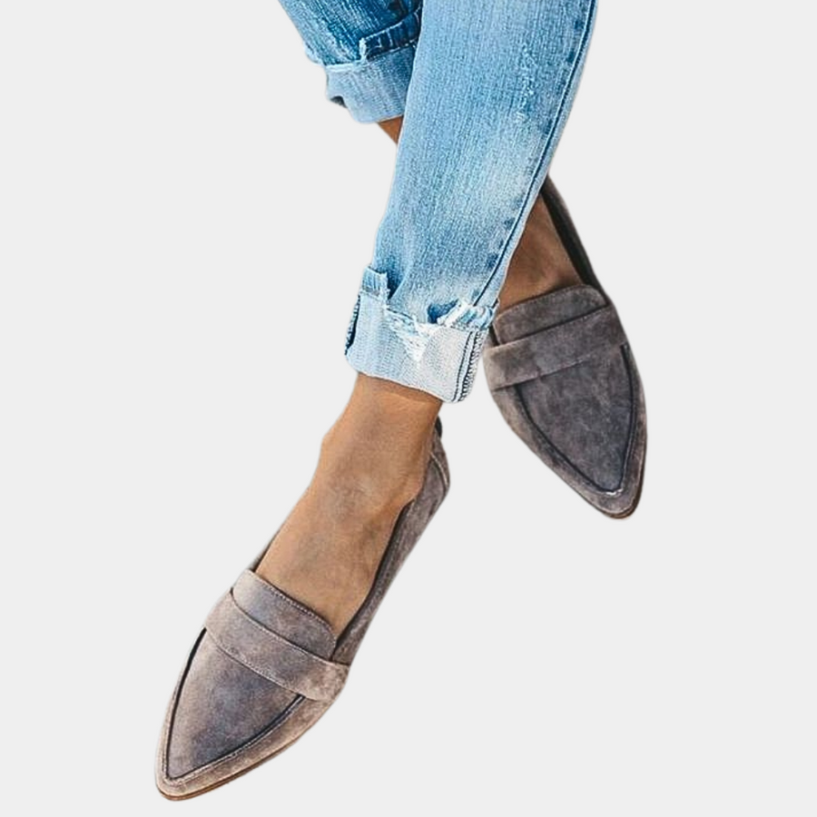 Women's Elegant Leather Loafers | Chic Pointed Toe Slip-On Flats 0