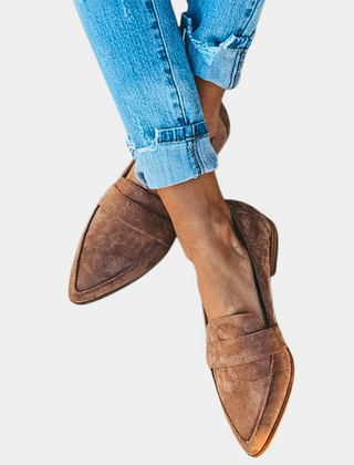 Women's Elegant Leather Loafers | Chic Pointed Toe Slip-On Flats 1