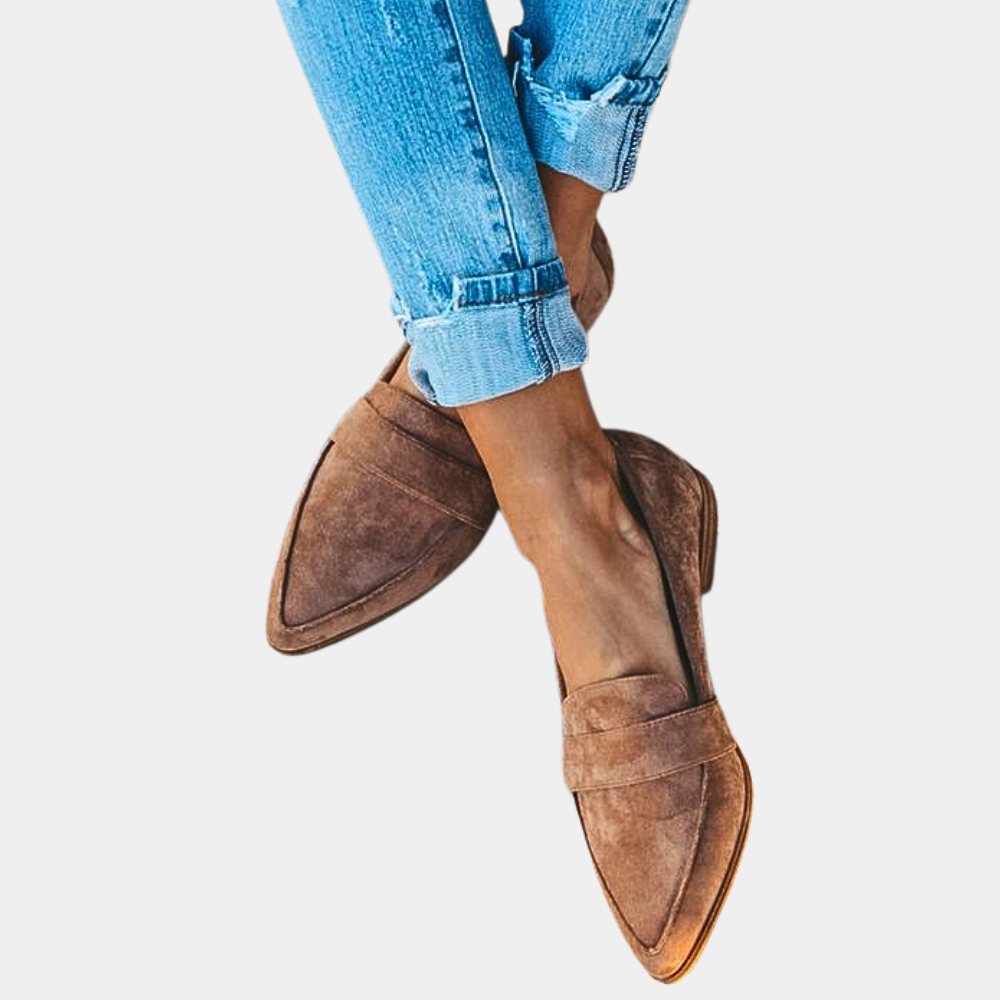 Women's Elegant Leather Loafers | Chic Pointed Toe Slip-On Flats 1