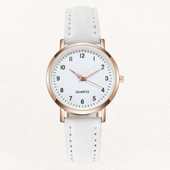 Women's Elegant Leather Watch | Rose Gold Minimalist Timepiece 0