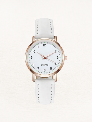 Women's Elegant Leather Watch | Rose Gold Minimalist Timepiece 0