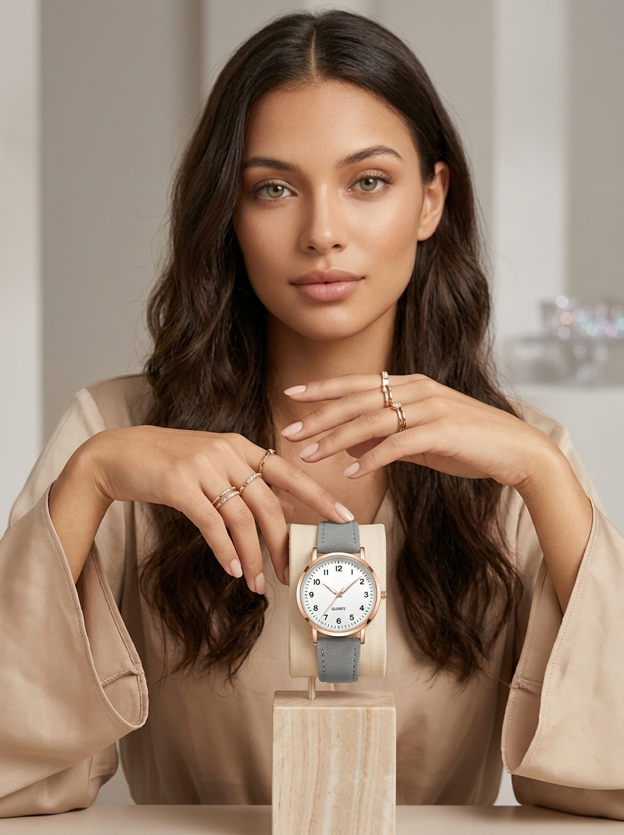 Women's Elegant Leather Watch | Rose Gold Minimalist Timepiece 2