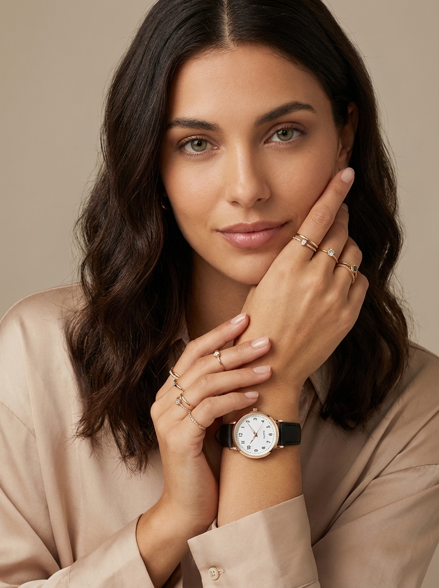 Women's Elegant Leather Watch | Rose Gold Minimalist Timepiece 6