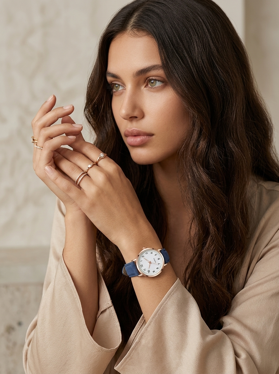 Women's Elegant Leather Watch | Rose Gold Minimalist Timepiece 7