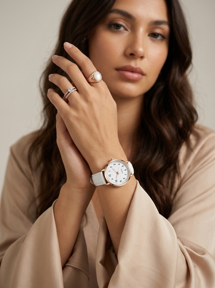 Women's Elegant Leather Watch | Rose Gold Minimalist Timepiece 8