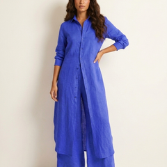 Women's Elegant Linen Two-Piece Set | Stylish Long Blouse and Wide Trousers 5