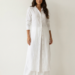 Women's Elegant Linen Two-Piece Set | Stylish Long Blouse and Wide Trousers 8