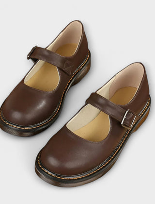 Women's Elegant Mary Jane Shoes | Classic Flat Sole with Buckle Strap 0