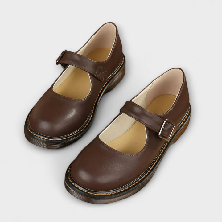 Women's Elegant Mary Jane Shoes | Classic Flat Sole with Buckle Strap 0
