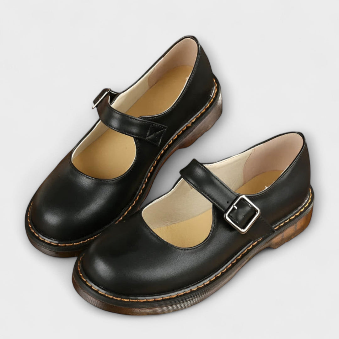 Women's Elegant Mary Jane Shoes | Classic Flat Sole with Buckle Strap 1