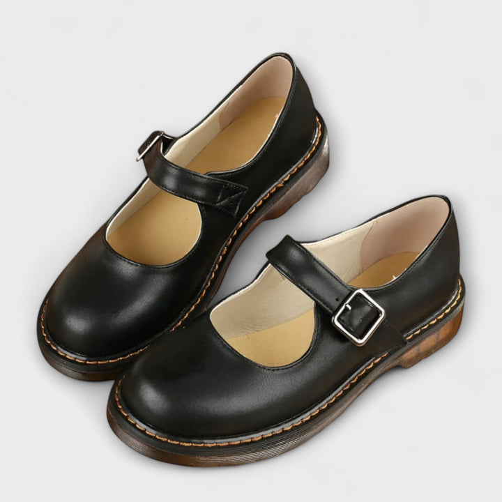 Women's Elegant Mary Jane Shoes | Classic Flat Sole with Buckle Strap 1