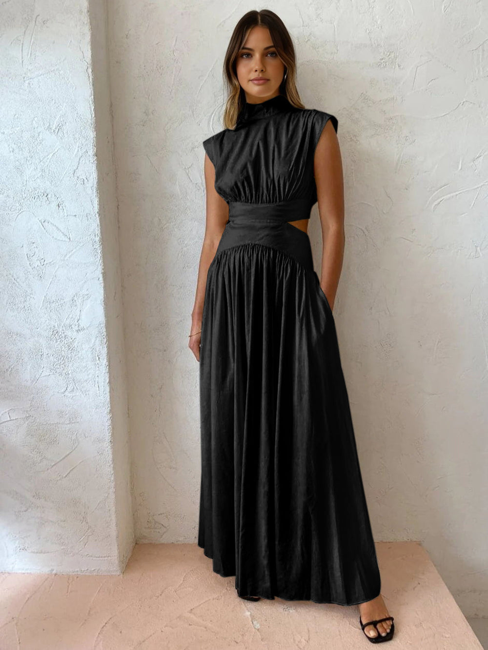 Women's Elegant Maxi Dress | Sophisticated Sleeveless Summer Dress with Cut-Out Accents 1