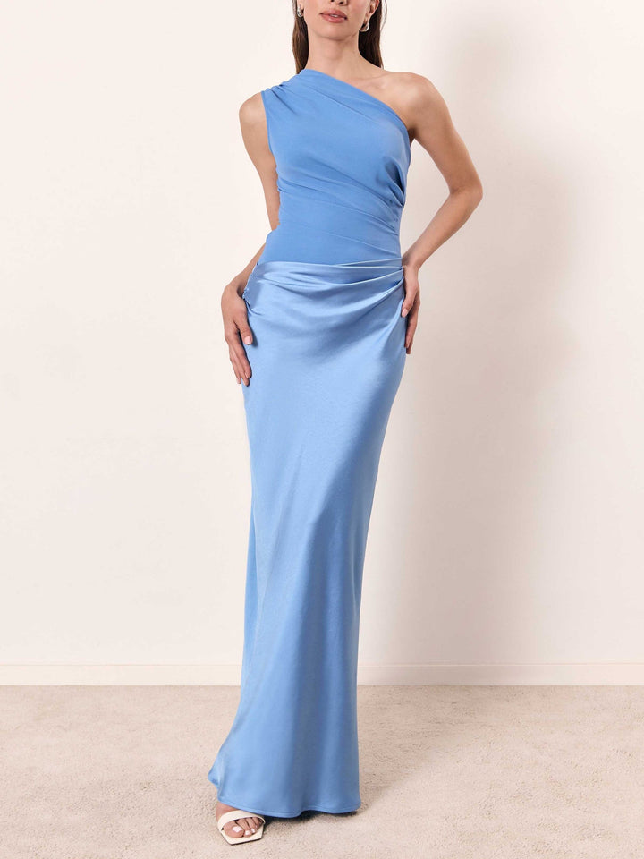 Women's Elegant Pleated Maxi Dress | One-Shoulder Formal Gown 2