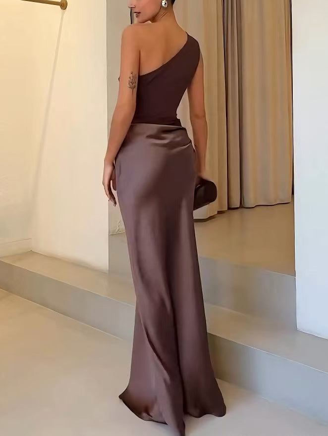 Women's Elegant Pleated Maxi Dress | One-Shoulder Formal Gown 6