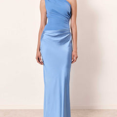 Women's Elegant Pleated Maxi Dress | One-Shoulder Formal Gown 8
