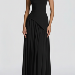 Women's Elegant Pleated Maxi Dress | Sophisticated Square Neck Formal Gown 0