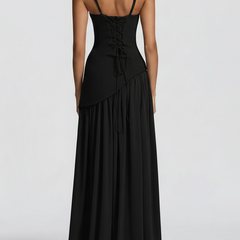 Women's Elegant Pleated Maxi Dress | Sophisticated Square Neck Formal Gown 2