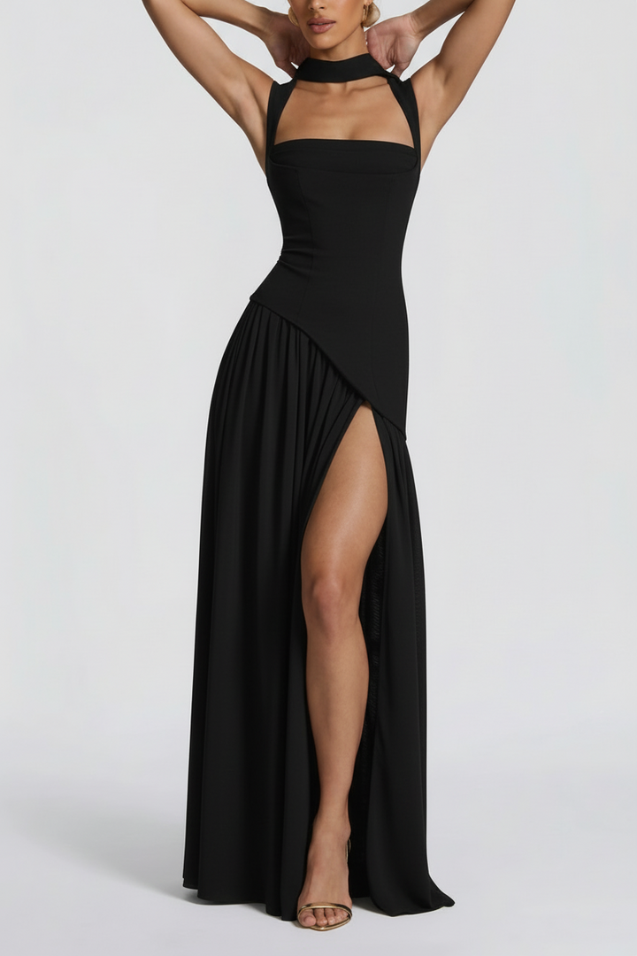 Women's Elegant Pleated Maxi Dress | Sophisticated Square Neck Formal Gown 3