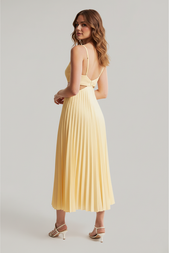 Women's Elegant Pleated Maxi Dress | Sophisticated V-Neck Evening Gown 1