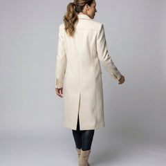 Women's Elegant Polyester Long-Line Coat | Classic Double-Breasted Winter Outerwear 2
