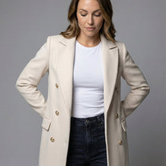 Women's Elegant Polyester Long-Line Coat | Classic Double-Breasted Winter Outerwear 3