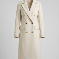Women's Elegant Polyester Long-Line Coat | Classic Double-Breasted Winter Outerwear 5