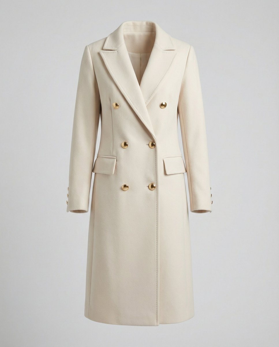 Women's Elegant Polyester Long-Line Coat | Classic Double-Breasted Winter Outerwear 5