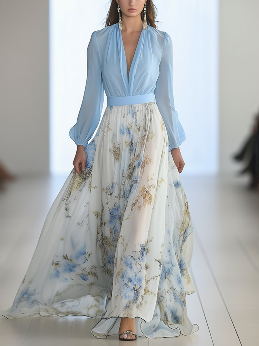 Women's Elegant Printed Maxi Dress | Flattering Flowing Summer Occasionwear 0