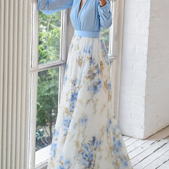 Women's Elegant Printed Maxi Dress | Flattering Flowing Summer Occasionwear 1