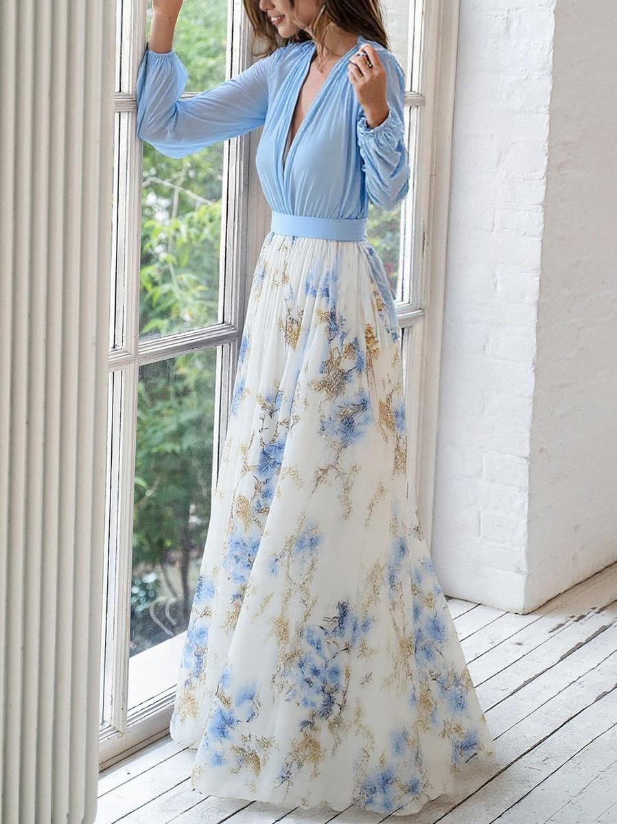Women's Elegant Printed Maxi Dress | Flattering Flowing Summer Occasionwear 1