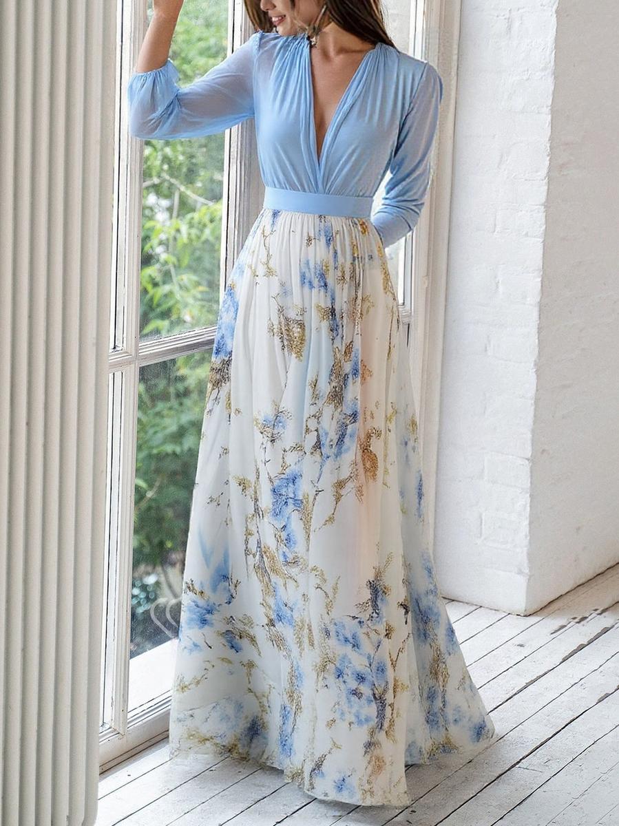 Women's Elegant Printed Maxi Dress | Flattering Flowing Summer Occasionwear 2