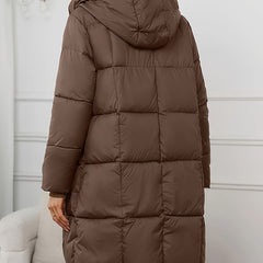 Women's Elegant Quilted Longline Puffer Coat | Cozy Hooded Winter Jacket 1