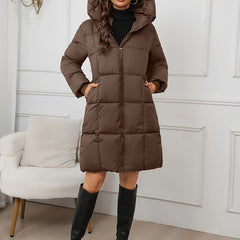 Women's Elegant Quilted Longline Puffer Coat | Cozy Hooded Winter Jacket 3
