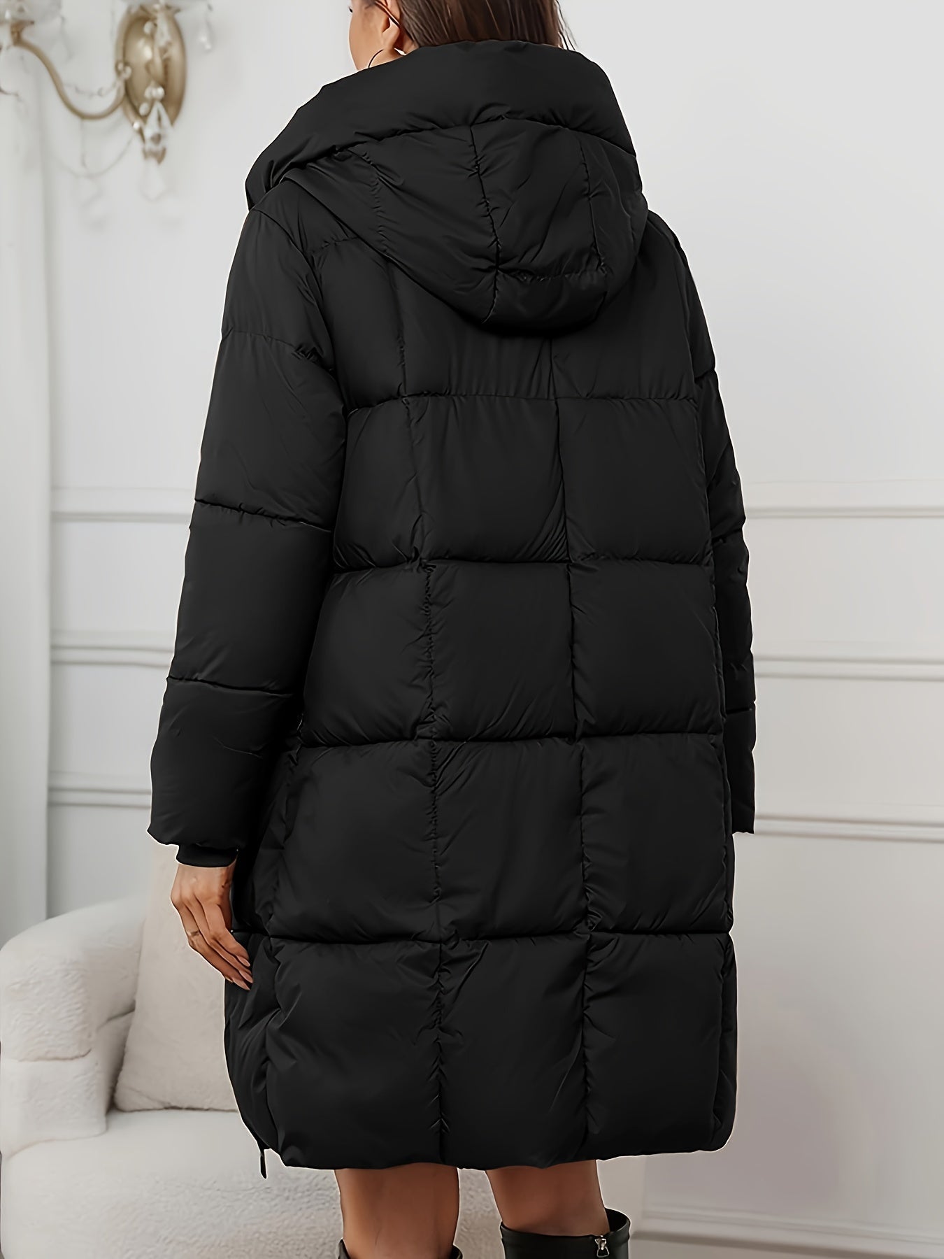 Women's Elegant Quilted Longline Puffer Coat | Cozy Hooded Winter Jacket 6