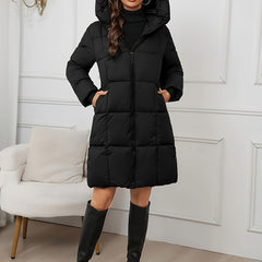 Women's Elegant Quilted Longline Puffer Coat | Cozy Hooded Winter Jacket 8