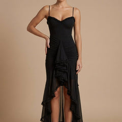 Women's Elegant Ruched Maxi Dress | Sweetheart Neckline with Ruffle Trim for Summer Events 4