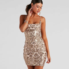 Women's Elegant Sequin Mini Dress | Glamorous Off-Shoulder Cocktail Dress 2